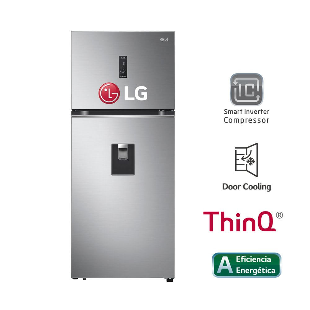Persona con experiencia Permanecer de pié explotar Refrigeradora LG No Frost con Door Cooling 392 Litros GT39SGP Plateado -  Promart