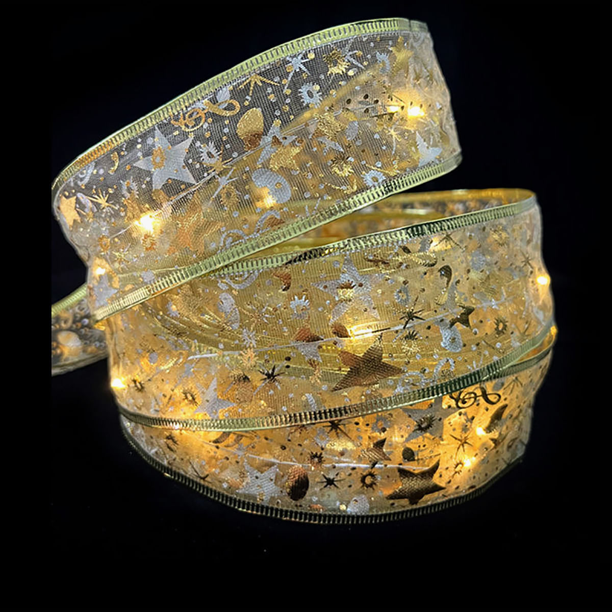 Cinta Navideña Luxes LED Luz Cálida 5mt Gold 3AA
