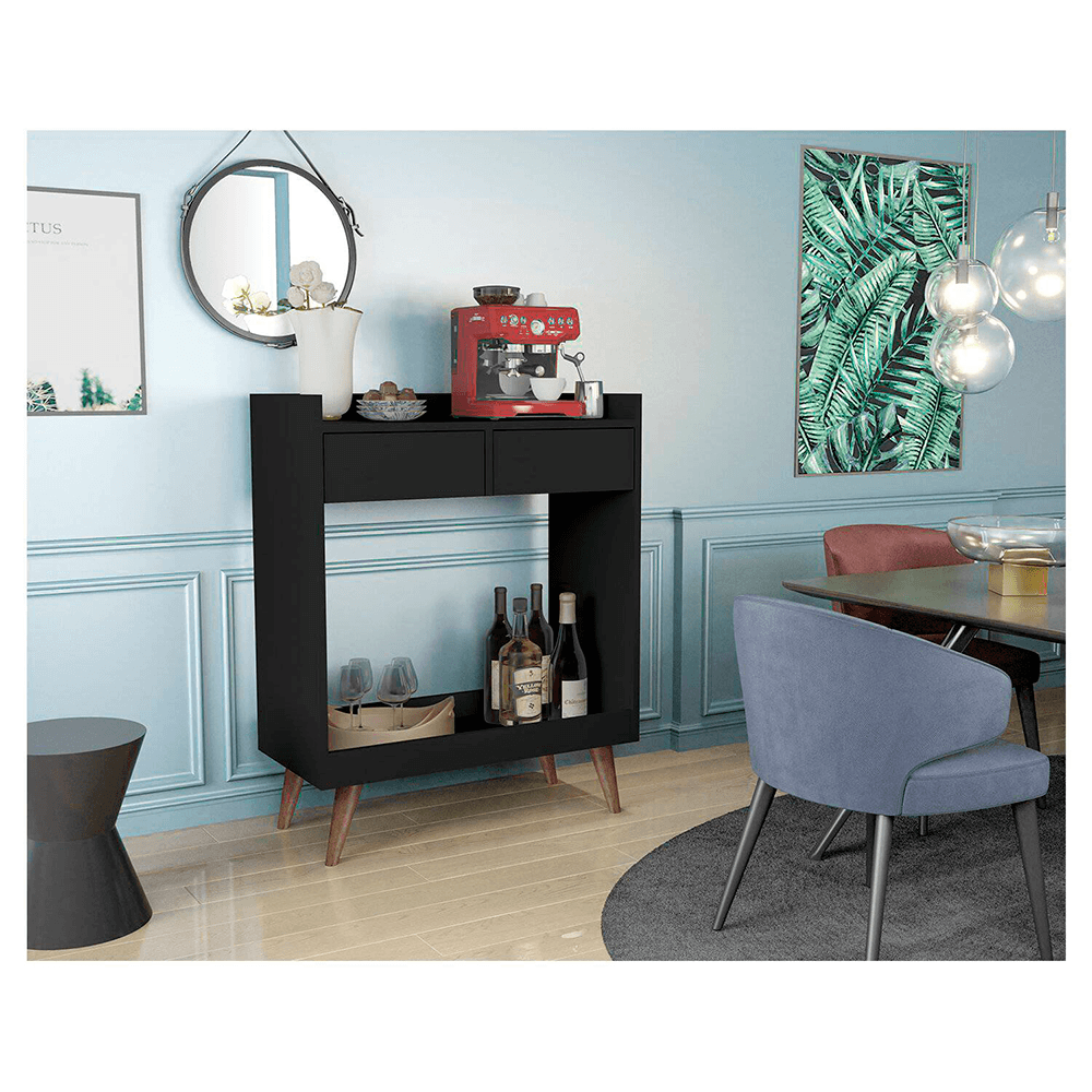 Bar Minimalista Luke Negro 2 cajones