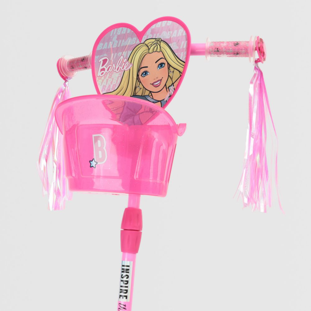 Barbie Avec Scooter Rose Et Blanc, Casque Et Panier – Jouet Enfant 3+ Ans