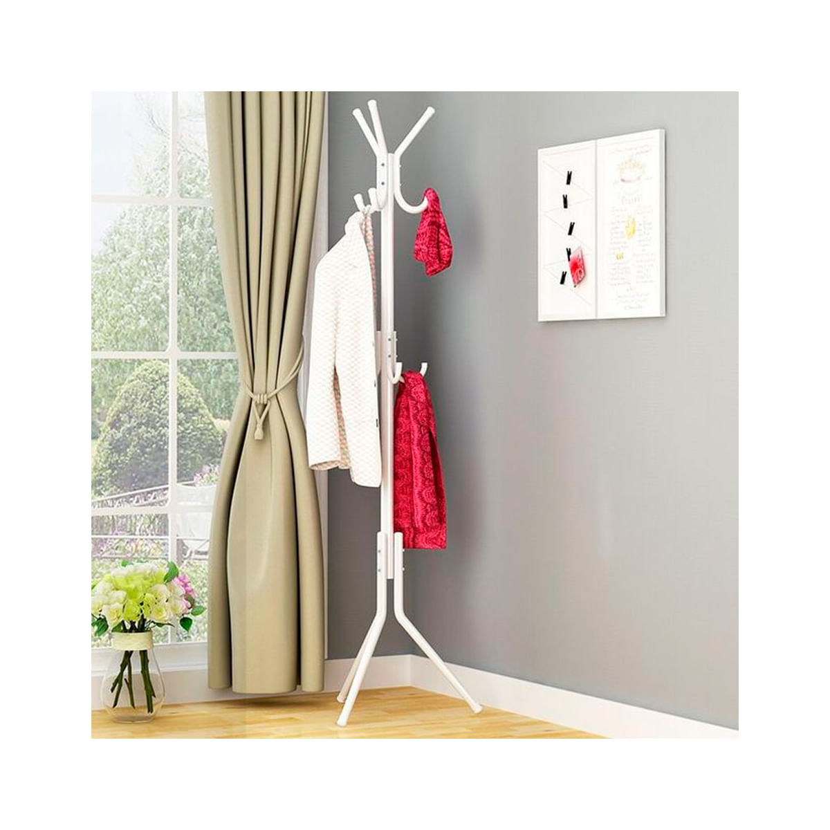 Perchero De Metal Organizador Colgador Estante Blanco