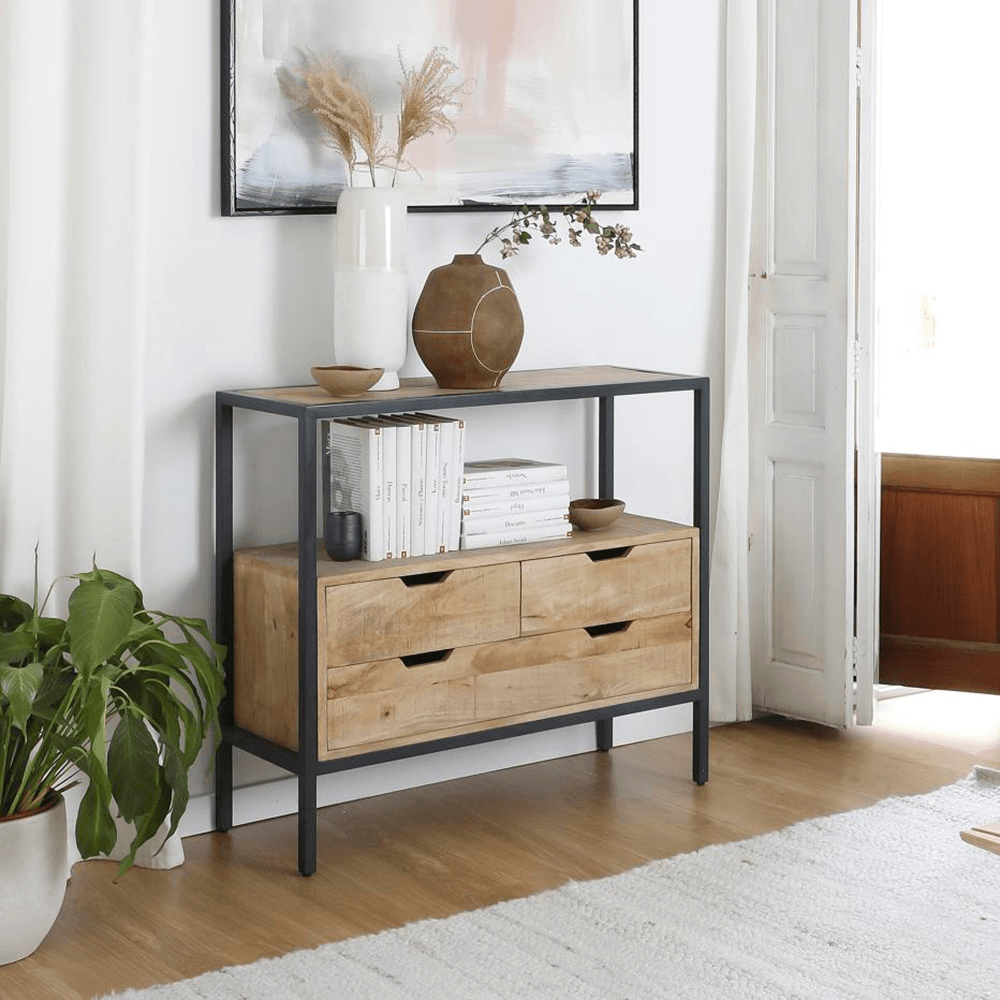 Recibidor Vintage Jung Marrón-Negro 3 cajones