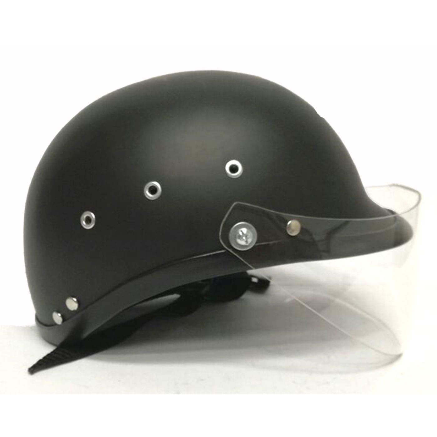 Casco de Moto Tipo Policia en Negro Mate con Visor Claro / Talla XL