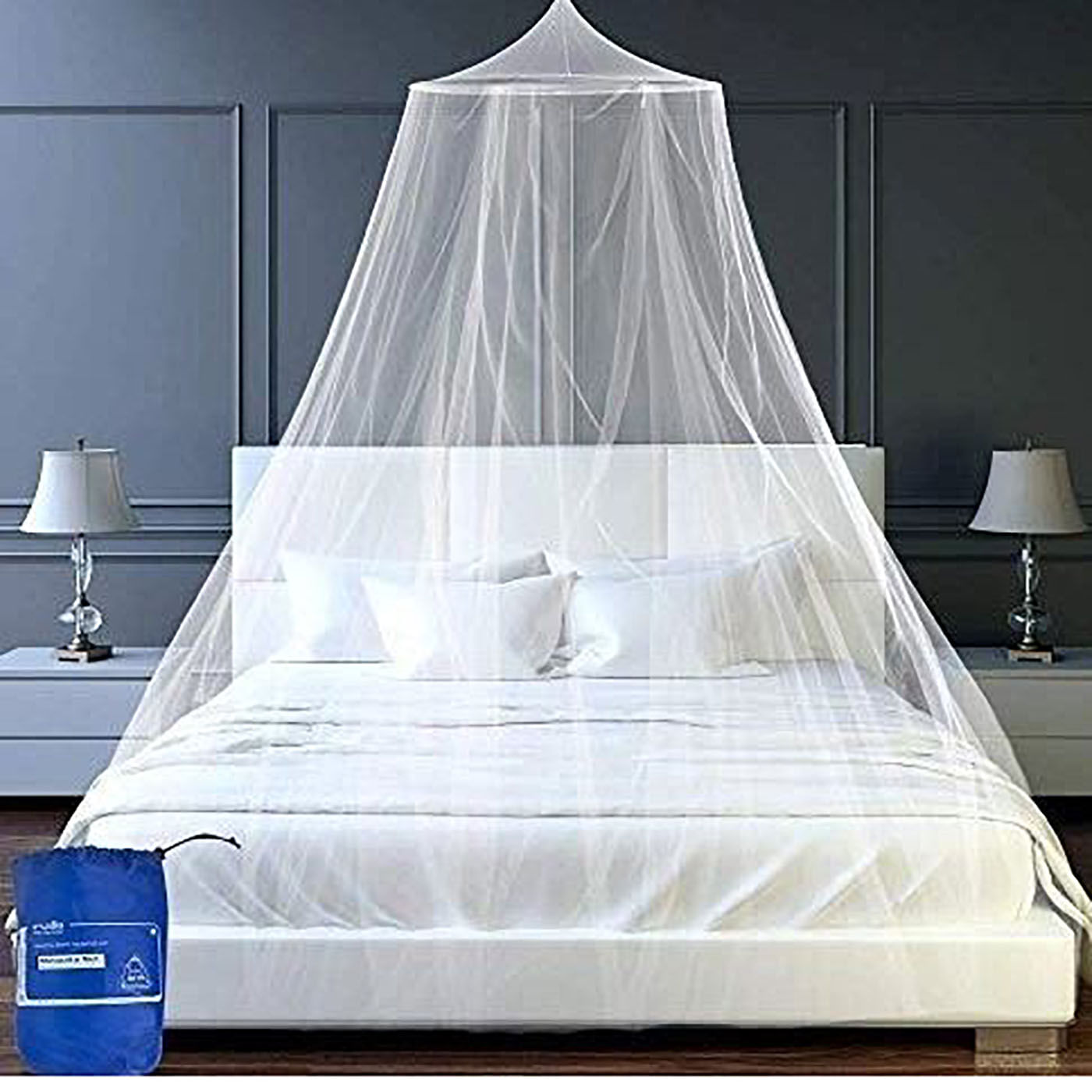 Mosquiteros Redondo para Cama 2 Plazas en Blanco