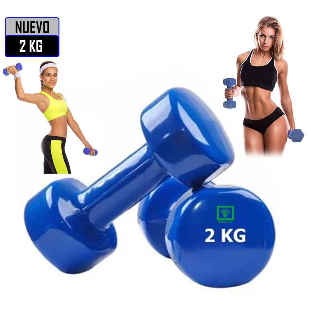 Mancuernas de Vinil 2 Kg Pack 2 Unidades Azul