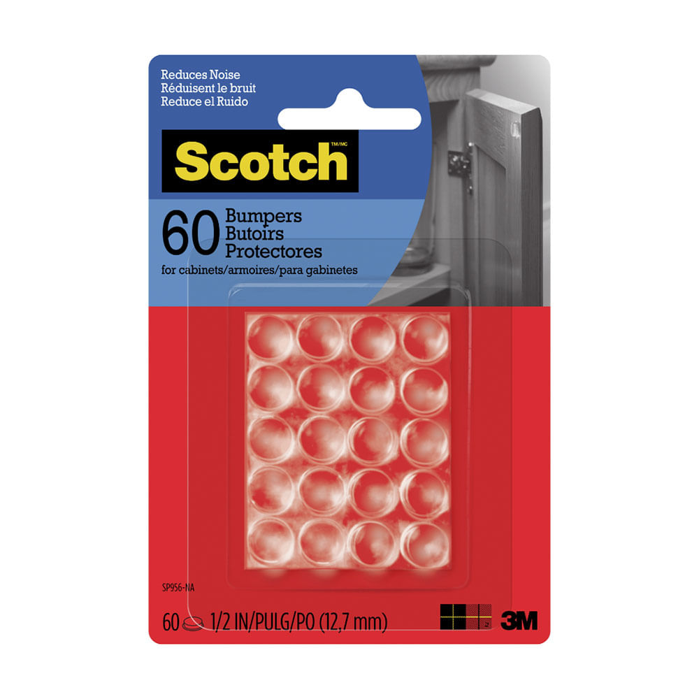 Tope de Goma Scotch Transparente 0.5in Pack de 60 Unidades