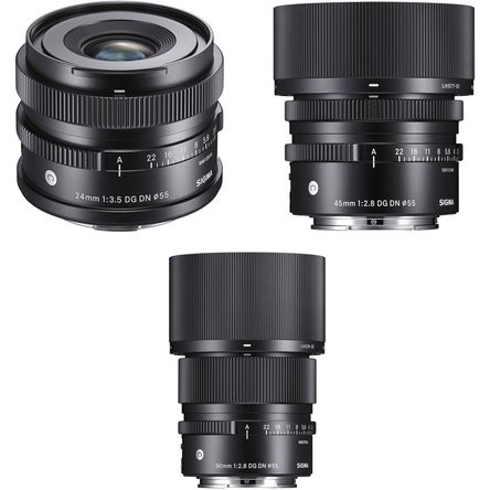 Kit de lentes contemporáneos Sigma 24 mm, 45 mm y 90 mm DG DN para Sony E
