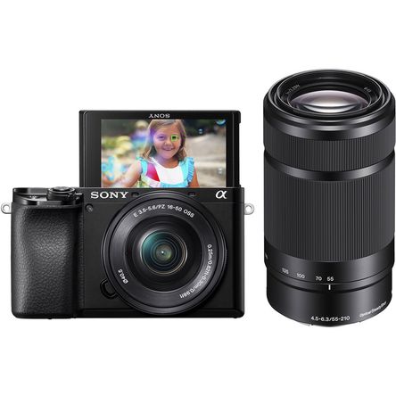 Cámara sin espejo Sony a6100 con lentes de 16-50 mm y 55-210 mm