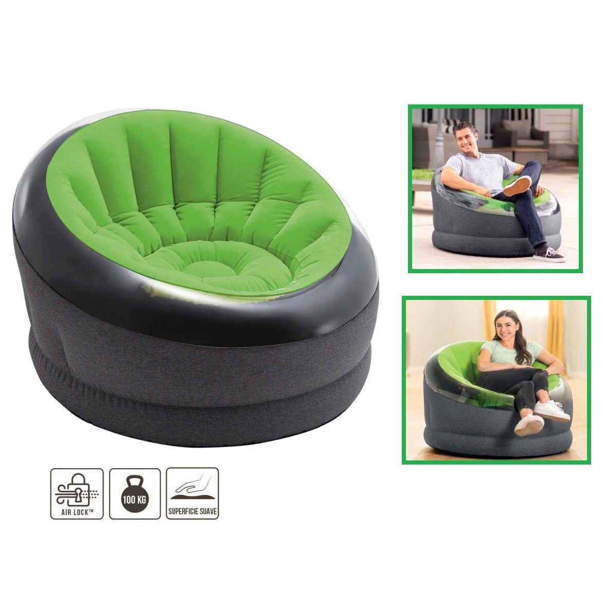 Sofa Inflable Verde 1.22x1.09x69