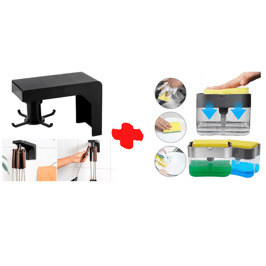Combo Colgador de Utensilios+Dispensador de Jabón para Lavavajillas
