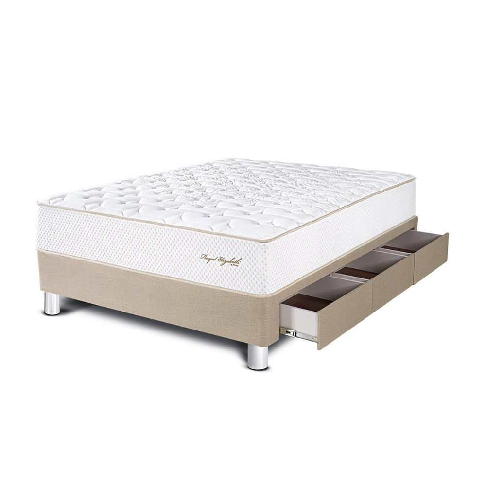 Cama Royal Elizabeth Cajones 1.5 Plazas Champagne + 1 almohada viscoelástica + protector