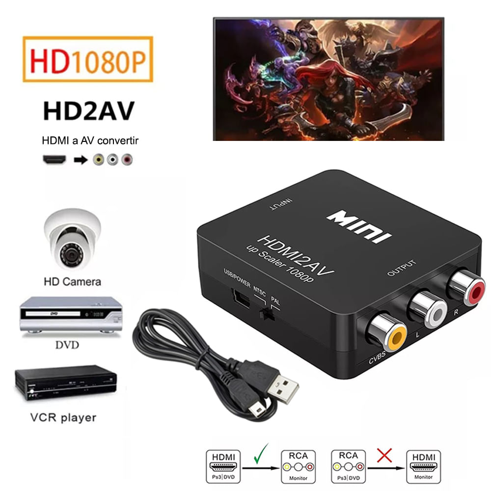 Convertidor de HDMI a RCA AV - Tecnología en Línea
