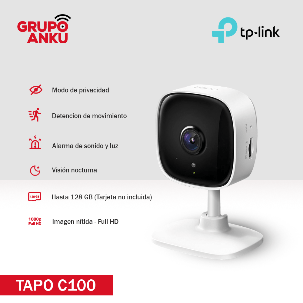 Cámara de Seguridad Wifi Para Interiores Full HD Tapo C100 - Tplink TP LINK