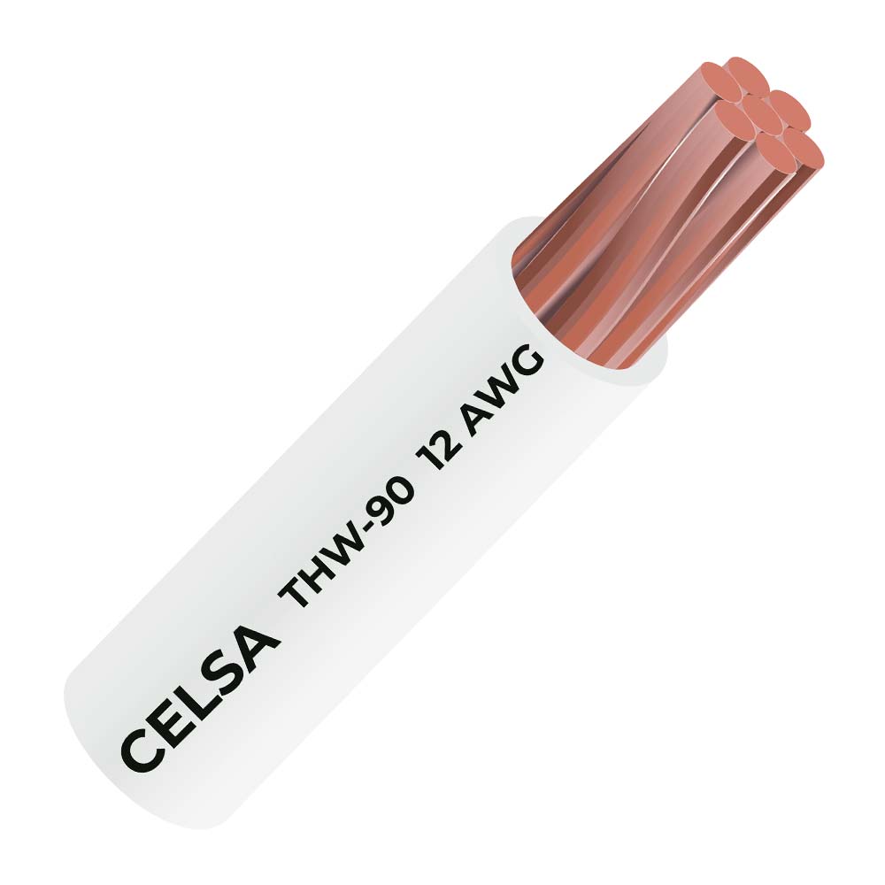 Cable THW-90 450/750 V 12 AWG Celsa Blanco 100m