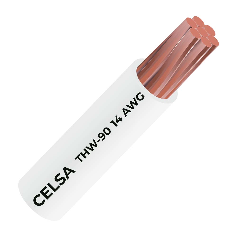 Cable THW-90 450/750 V 14 AWG Celsa Blanco 100m