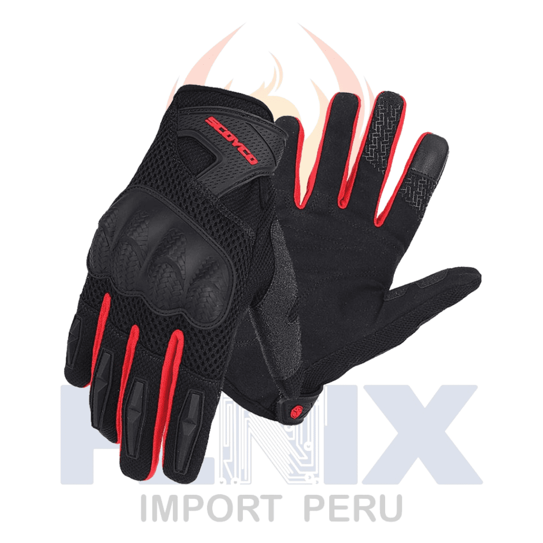 Guantes Antideslizantes Reforzados Motociclistas Scoyco MC58 Rojo