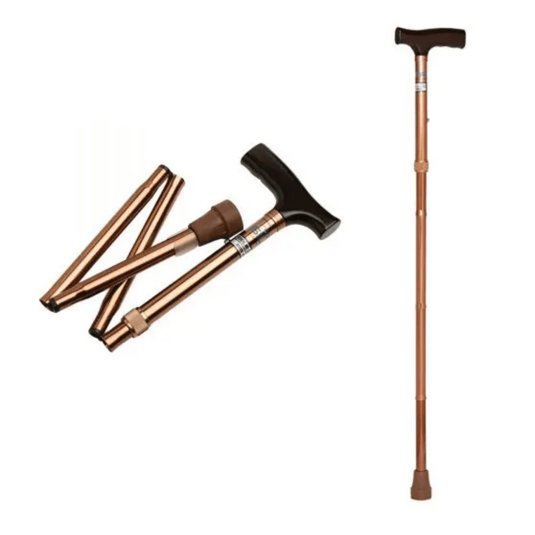 Bastón Plegable Ortopédico Aluminio Marrón