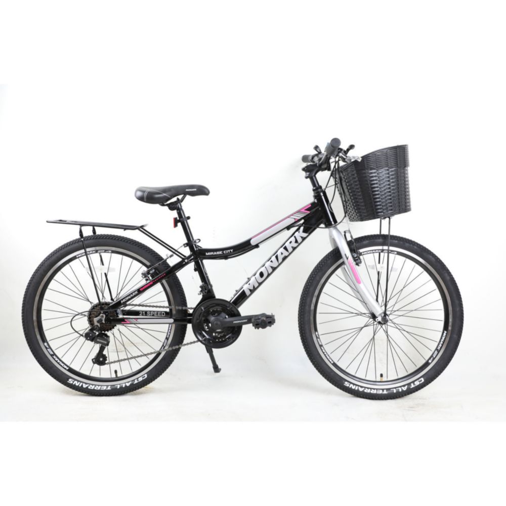 Bicicleta Urbana Monark Mirage City Aro 24 Negro Fucsia Knasta Per