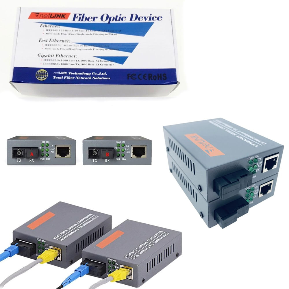 1 Par de Convertidores de Medios de Fibra Htb-GS-03 a/b 20km 1000mb