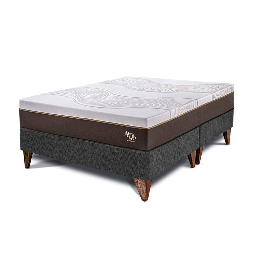 Cama Europea Royal Abrazzo King - Acero + 2 almohadas viscoelásticas + protector