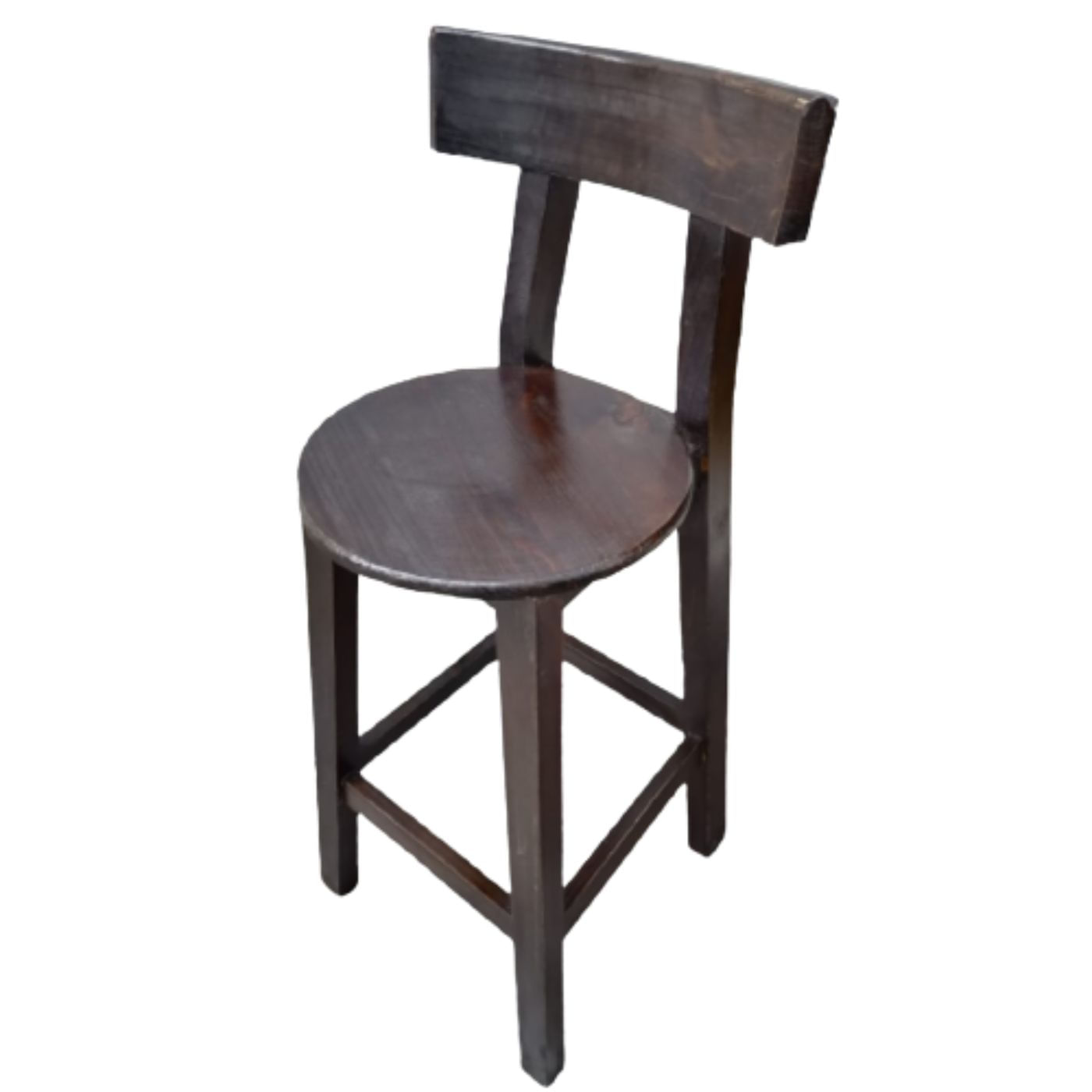 Silla Bar Alta de Madera Pino en Caoba