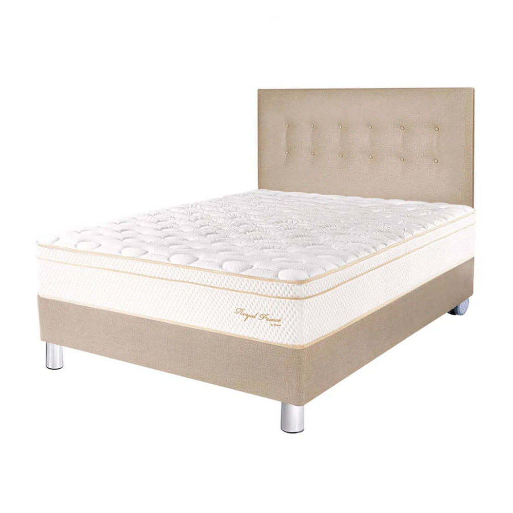 Dormitorio PARAISO Royal Prince Champagne Queen  + 2 Almohadas Viscoelásticas + Protector