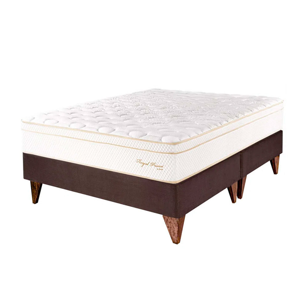 Cama Box Tarima Europea PARAISO Royal Prince Chocolate King + 2 Almohadas Viscoelásticas + Protector