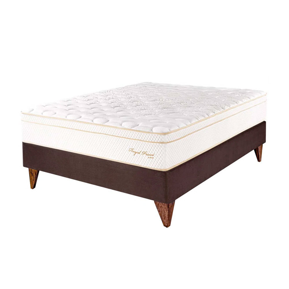 Cama Box Tarima Europea PARAISO Royal Prince Chocolate 1.5 Plz + 1 Almohada Viscoelástica + Protector