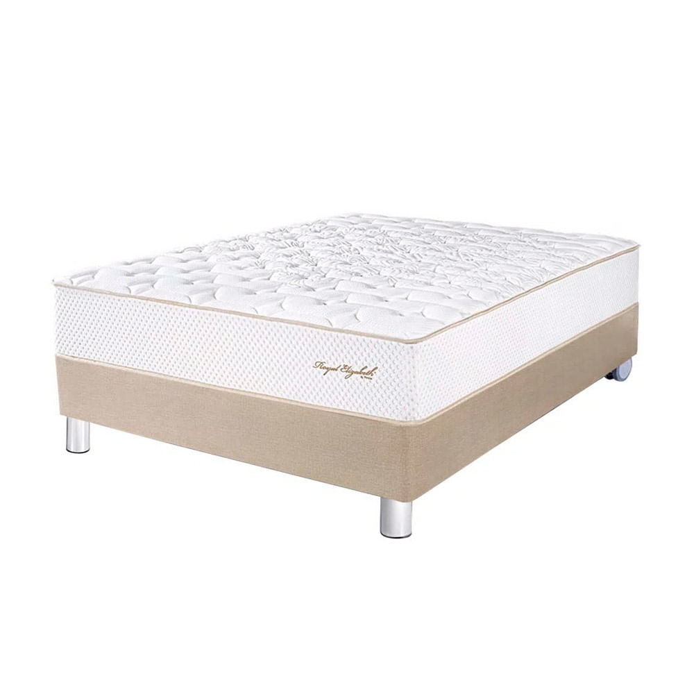 Cama Box Tarima PARAISO Royal Elizabeth Champagne 2 Plz +2 Almohadas Viscoelásticas + Protector