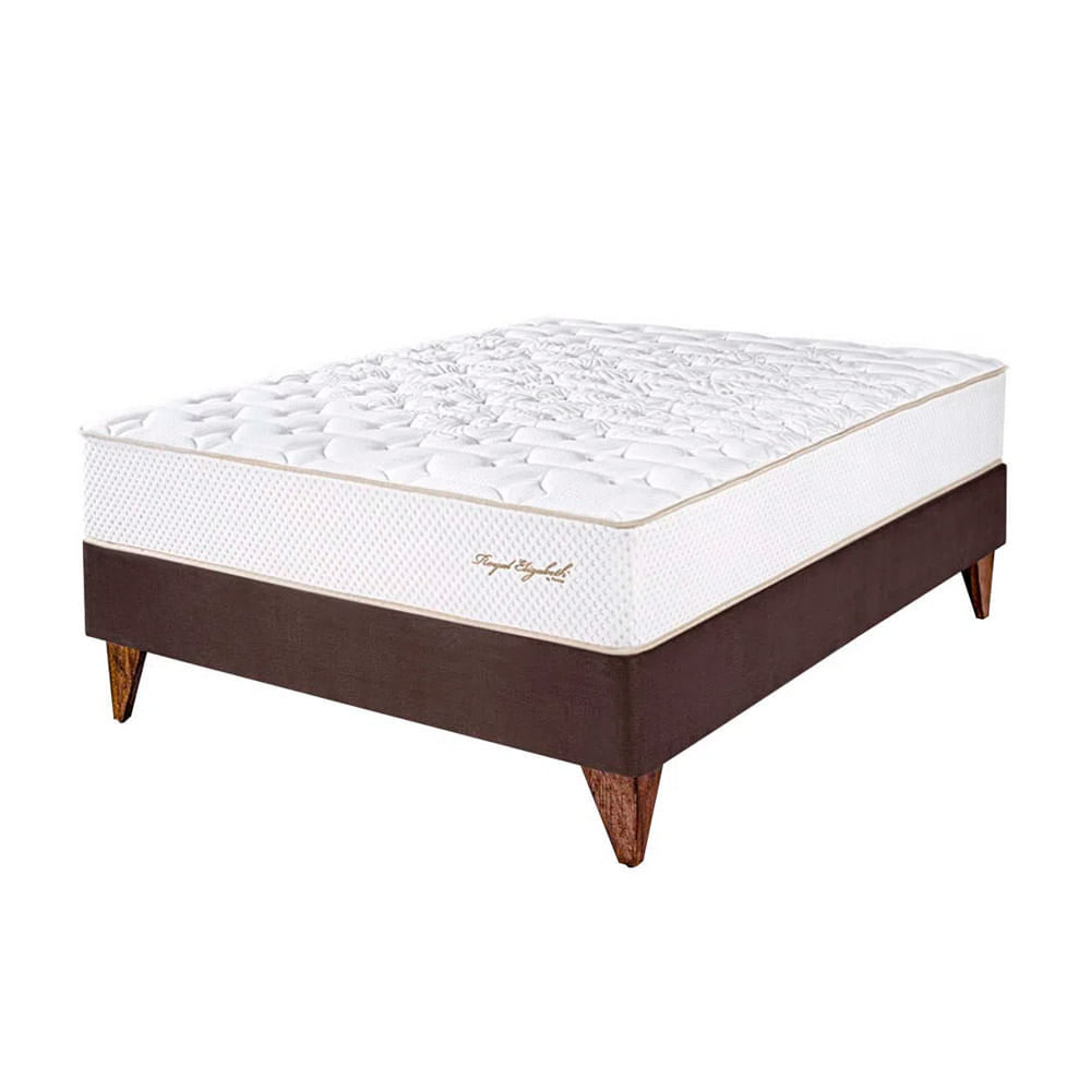 Cama Box Tarima Europea PARAISO Royal Elizabeth Chocolate 1.5 Plz +1 Almohada Viscoelástica + Protector