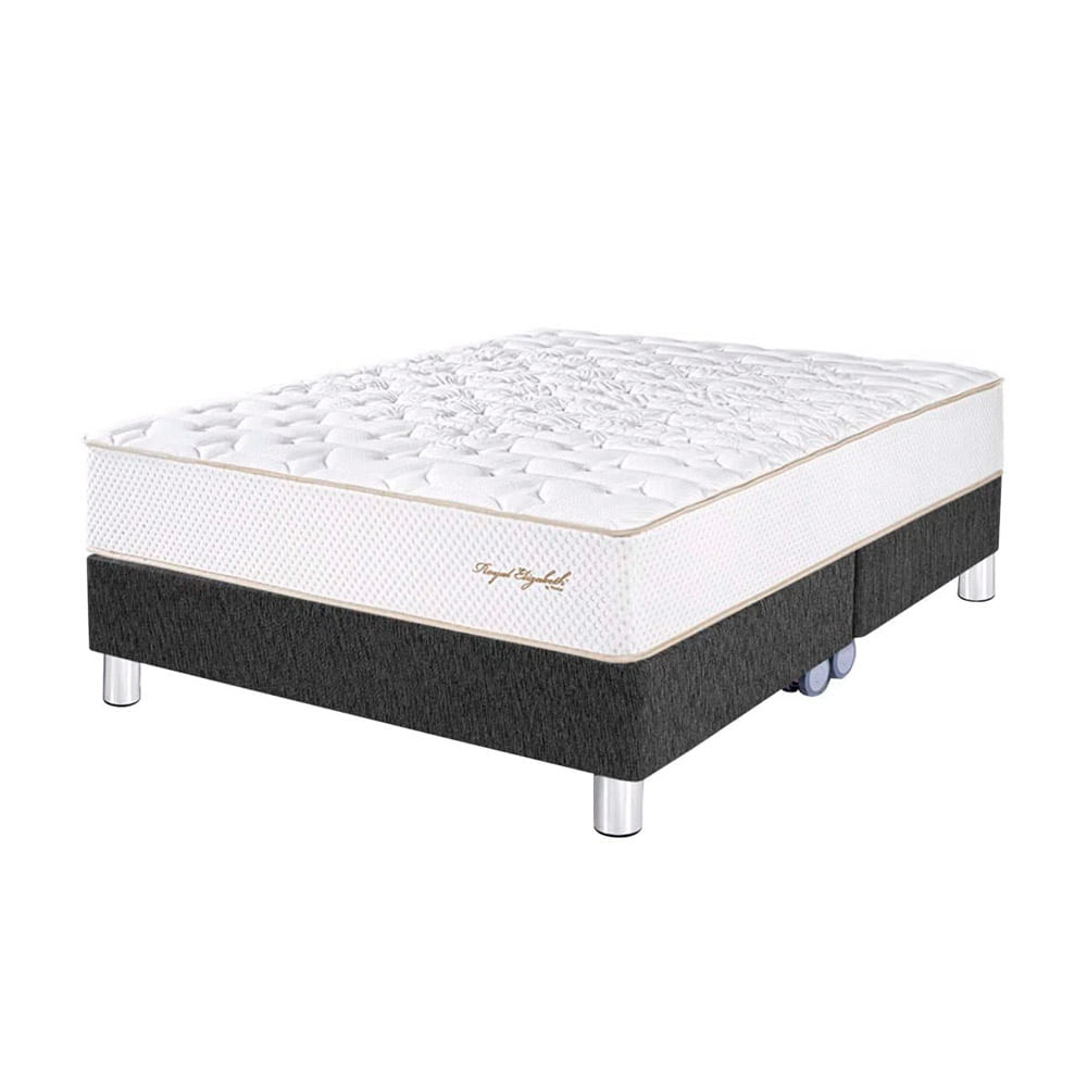 Cama Box Tarima PARAISO Royal Elizabeth Gris King +2 Almohadas Viscoelásticas + Protector