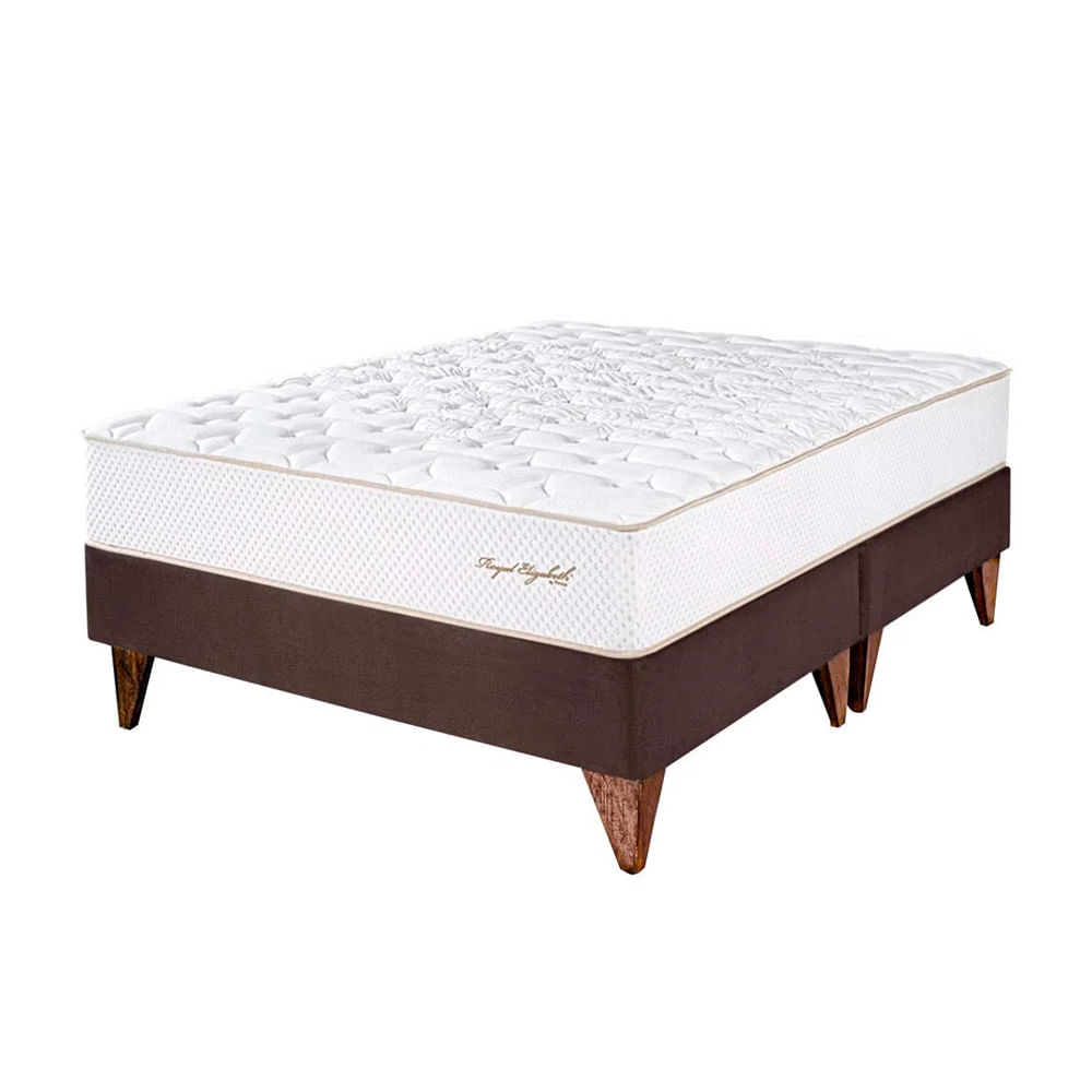 Cama Box Tarima Europea PARAISO Royal Elizabeth Chocolate Queen +2 Almohadas Viscoelásticas + Protector