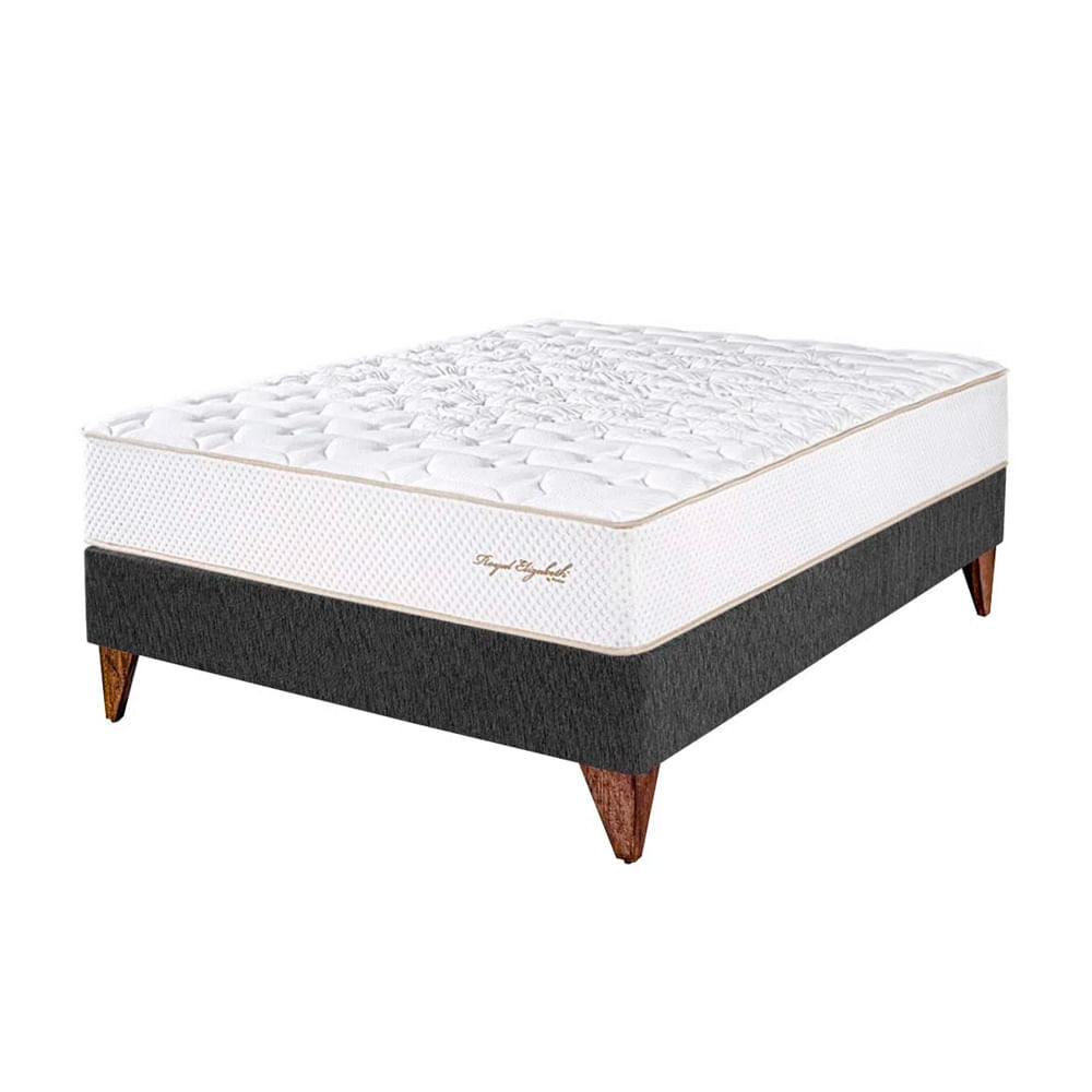 Cama Box Tarima Europea PARAISO Royal Elizabeth Gris 1.5 Plz +1 Almohada Viscoelástica + Protector