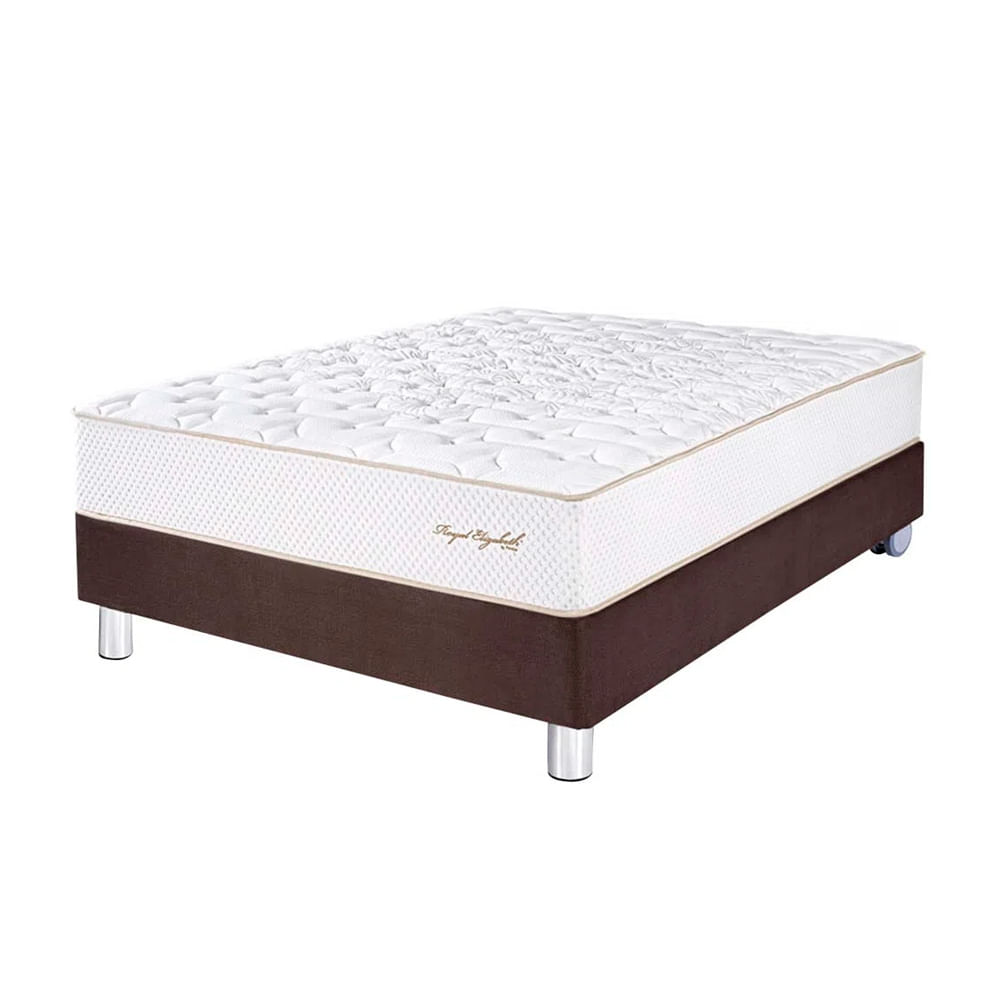 Cama Box Tarima PARAISO Royal Elizabeth Chocolate 1.5 Plz +1 Almohada Viscoelástica + Protector