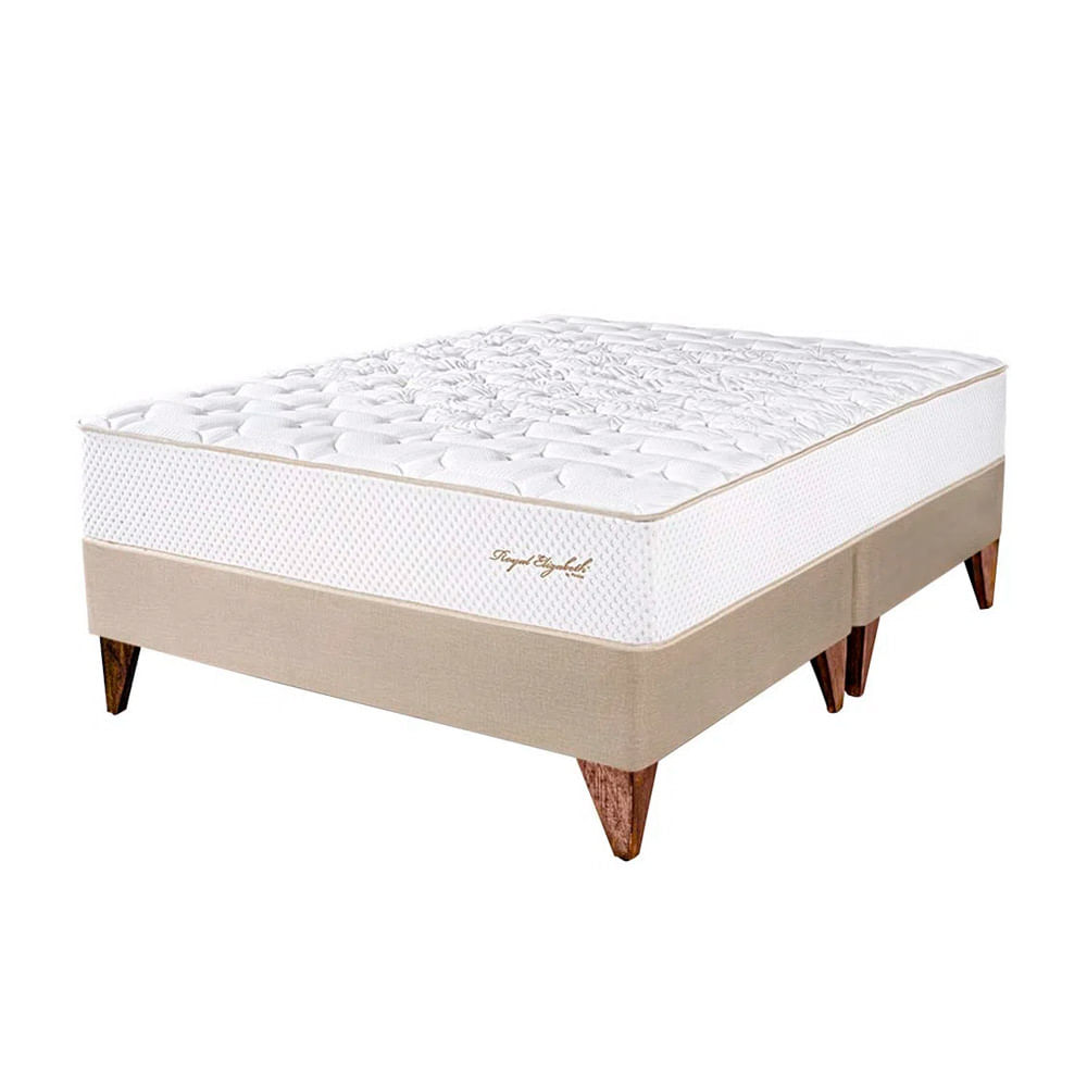 Cama Box Tarima Europea PARAISO Royal Elizabeth Champagne Queen +2 Almohadas Viscoelásticas + Protector.