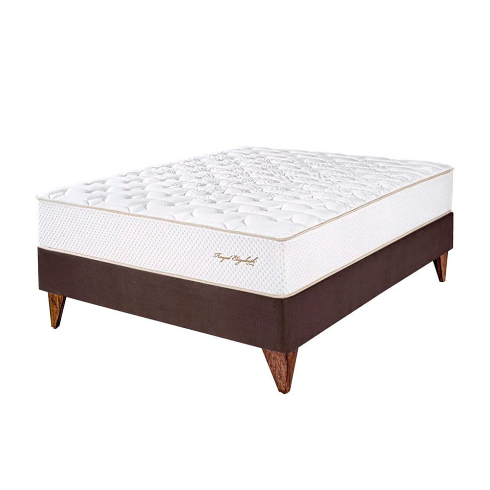 Cama Box Tarima Europea PARAISO Royal Elizabeth Chocolate 2 Plz +2 Almohadas Viscoelásticas + Protector