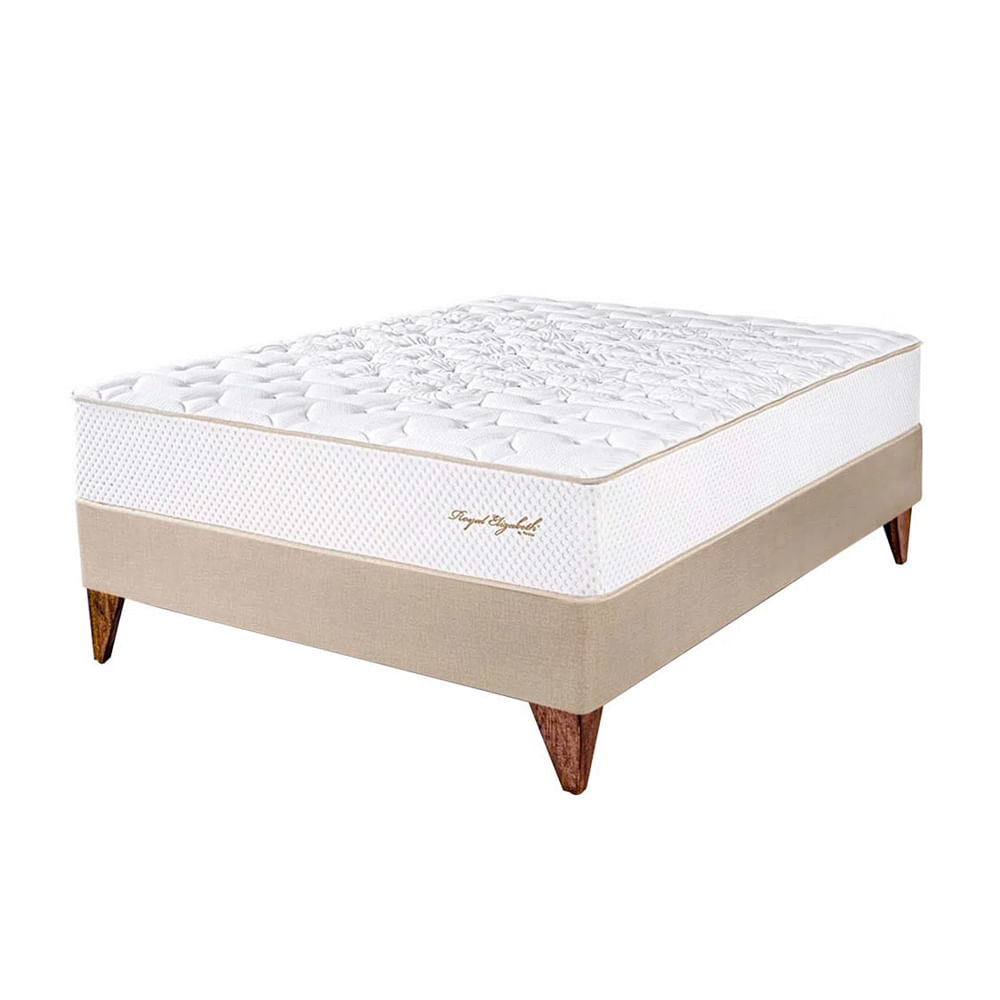 Cama Box Tarima Europea PARAISO Royal Elizabeth Champagne 2 Plz +2 Almohadas Viscoelásticas + Protector