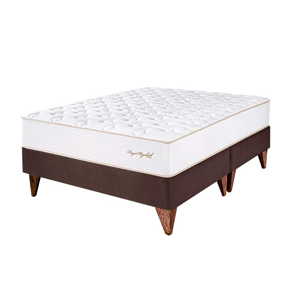 Cama Box Tarima Europea PARAISO Royal Elizabeth Chocolate King +2 Almohadas Viscoelásticas + Protector