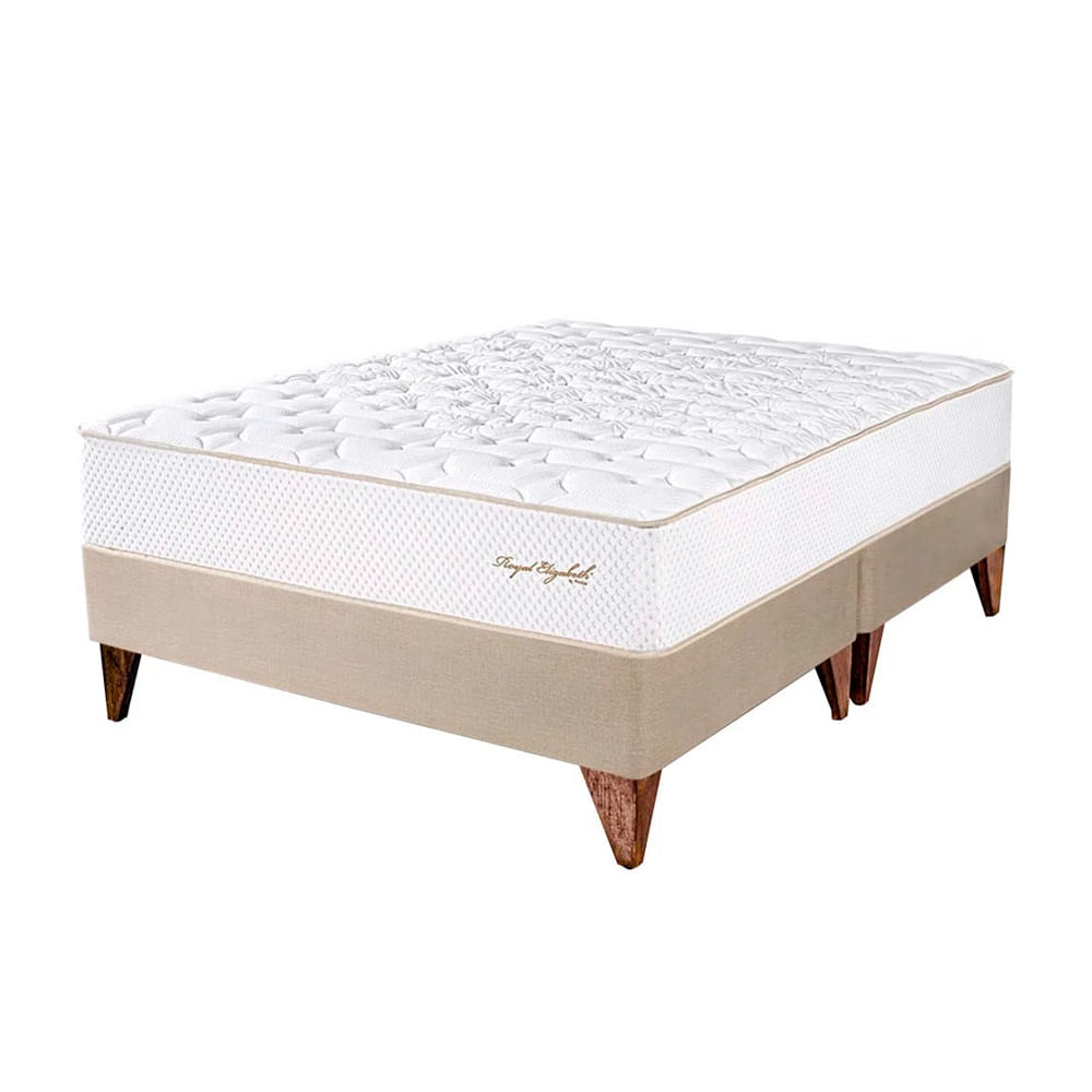 Cama Box Tarima Europea PARAISO Royal Elizabeth Champagne King +2 Almohadas Viscoelásticas + Protector
