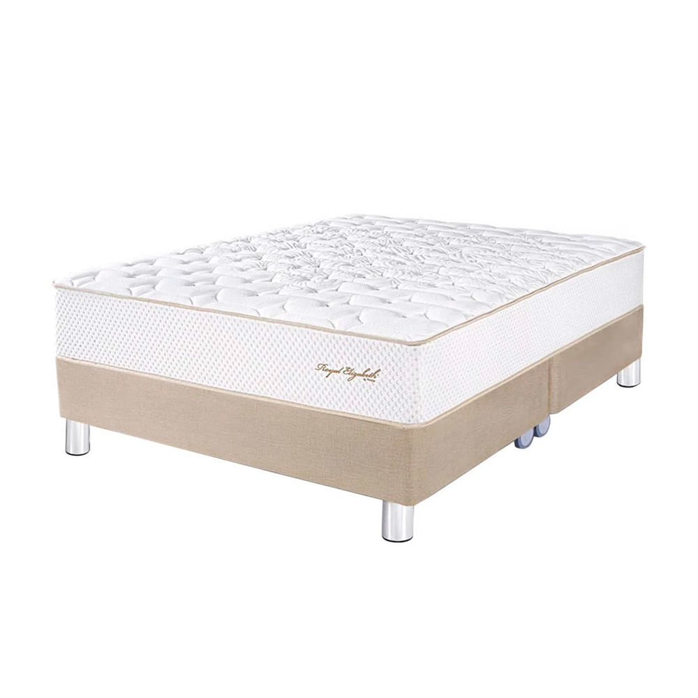 Cama Box Tarima PARAISO Royal Elizabeth Champagne King +2 Almohadas Viscoelásticas + Protector