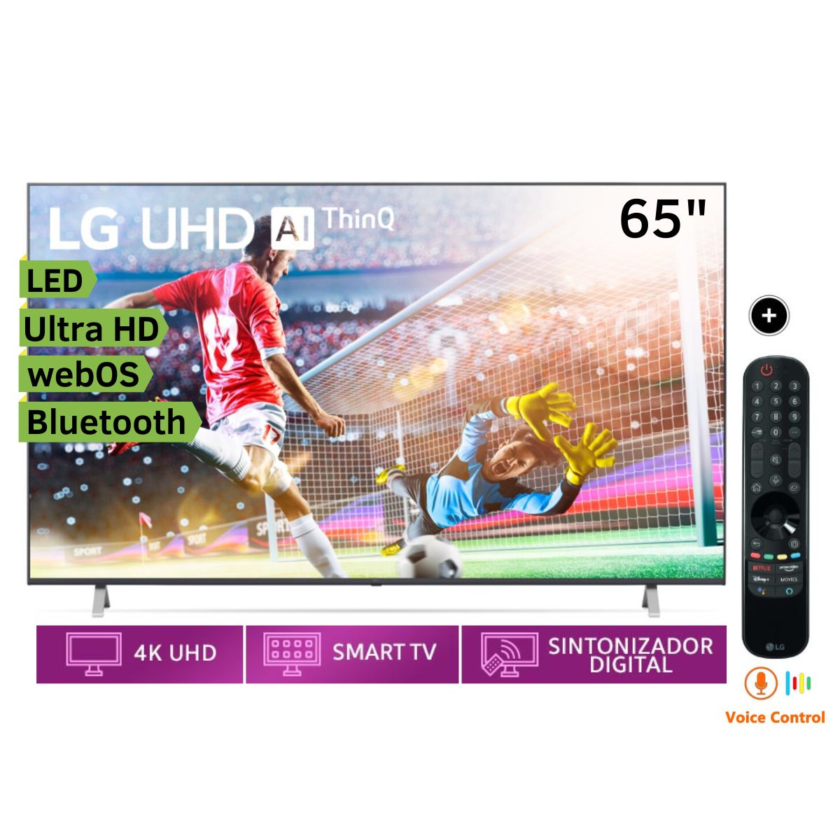 Televisor LG LED Smart Tv Ultra HD 4K ThinQ AI 65" 65UP7760PSB