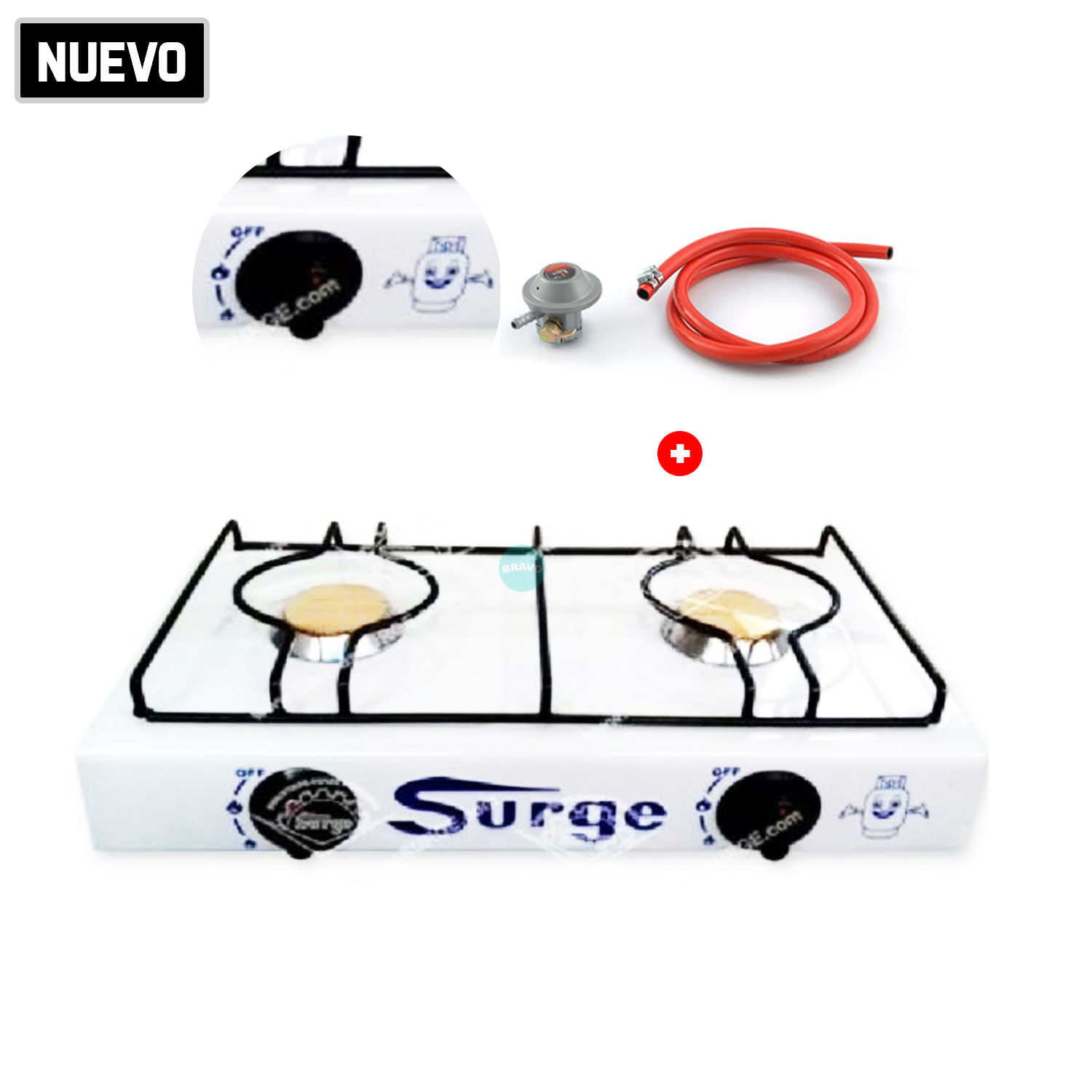 Cocina de mesa 2 Hornillas Pintada a Gas + Manguera Surge