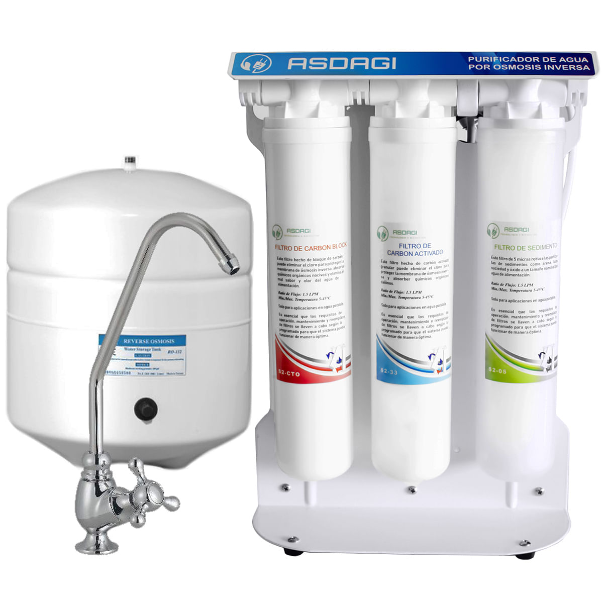 Purificador de Agua por Osmosis Inversa 5 Etapas