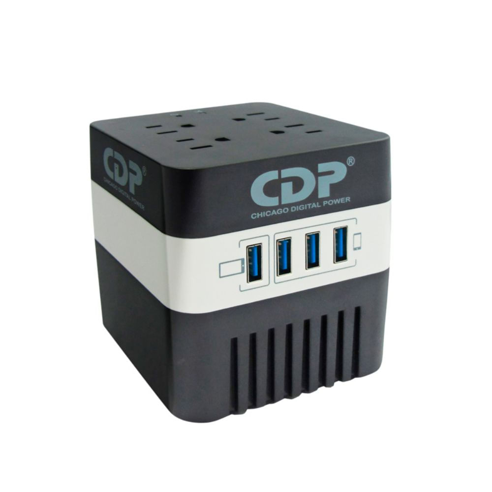 Estabilizador Regulador de Voltaje  4 Tomas Electricas + 4 USB CDP