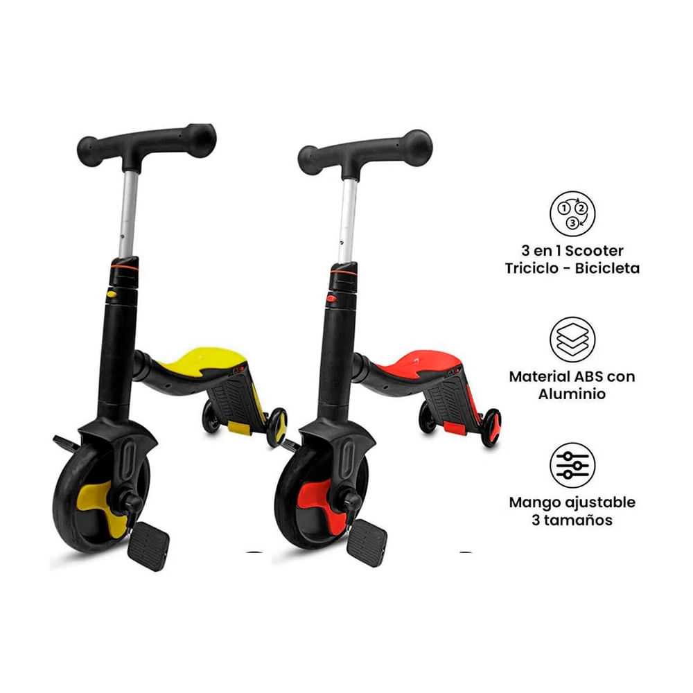 Scooter  3 en 1 Triciclo Corre Pasillo 2 a 6 años Varon