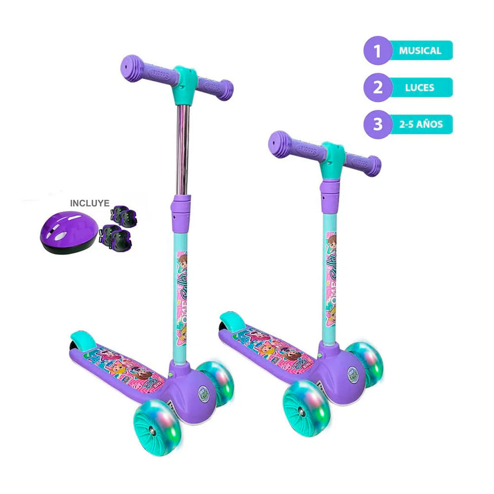 Scooter Infantil + Kit de Protección 2-6 años Mujer