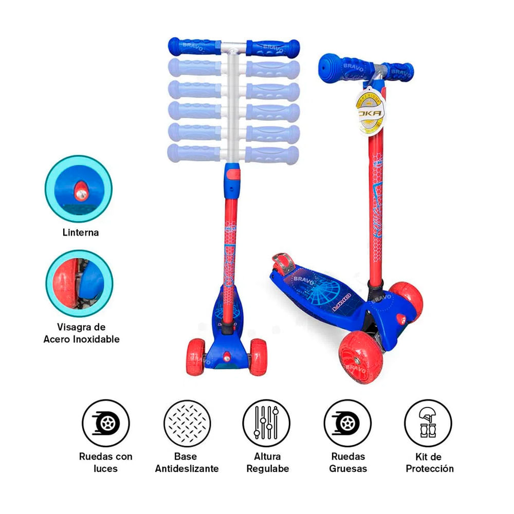 Scooter Infantil Linterna + Kit de Protección Varon Oka