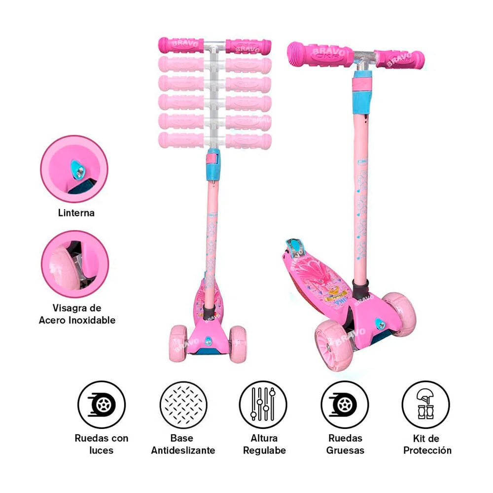 Scooter Infantil Linterna + Kit de Protección Mujer Oka