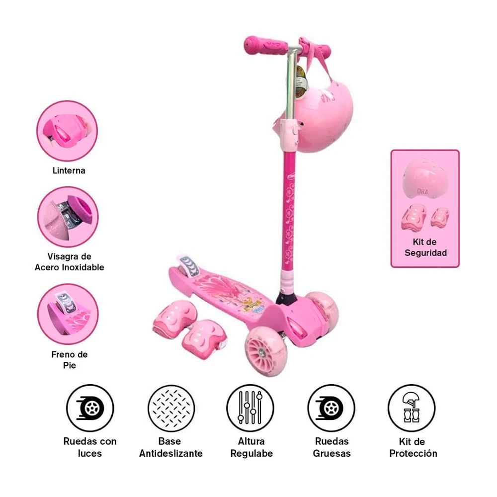 Scooter Infantil Carro + Kit de Protección Mujer Oka