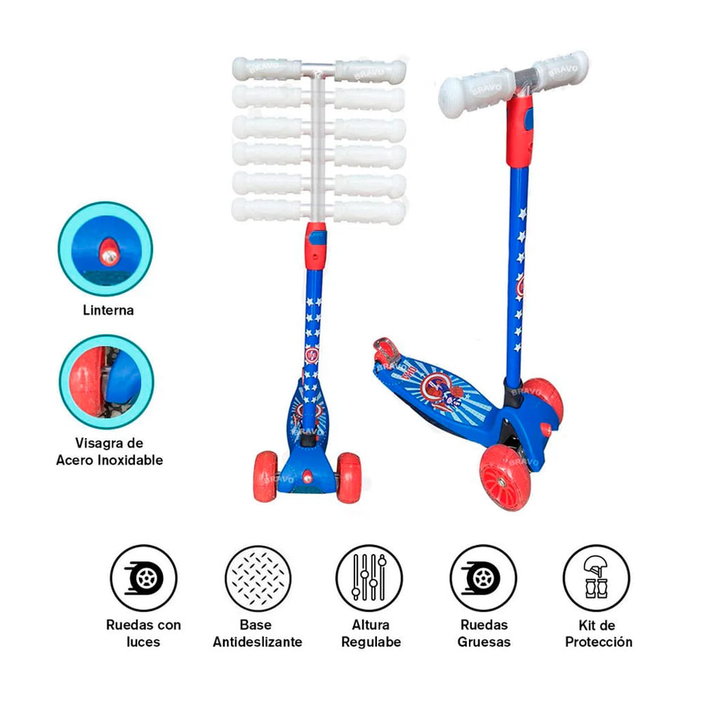 Scooter Infantil Linterna + Kit de Protección Varon Oka